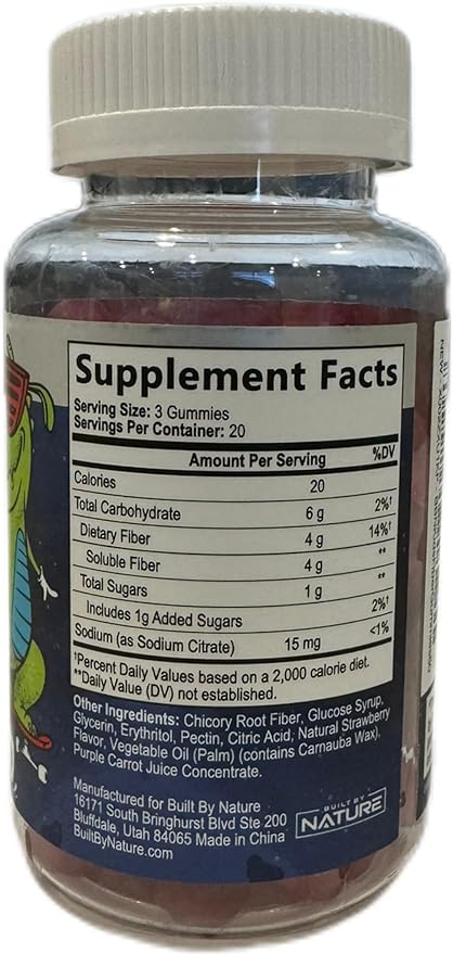 Kids Fiber Gummies, Daily Chicory Root 60 Gummies