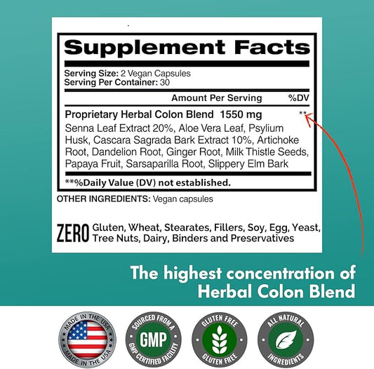 American Standard Supplements Colon Cleanse 60 Veggie 30 Servings