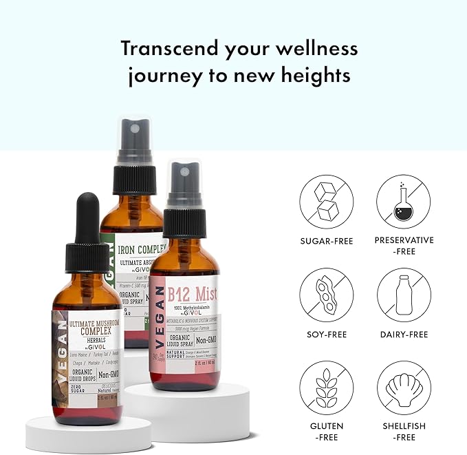 Ultimate Vegan Essential Bundle Liquid Spray- B12 Methylcobalamin, 2 Fl 360 Days