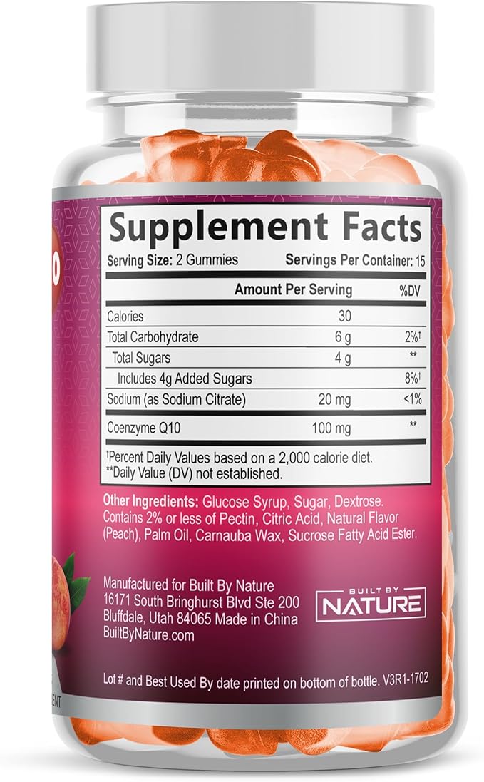 CoQ10 100mg Gummies, High Absorption Coenzyme Q10 Gummy, 30 Pectin