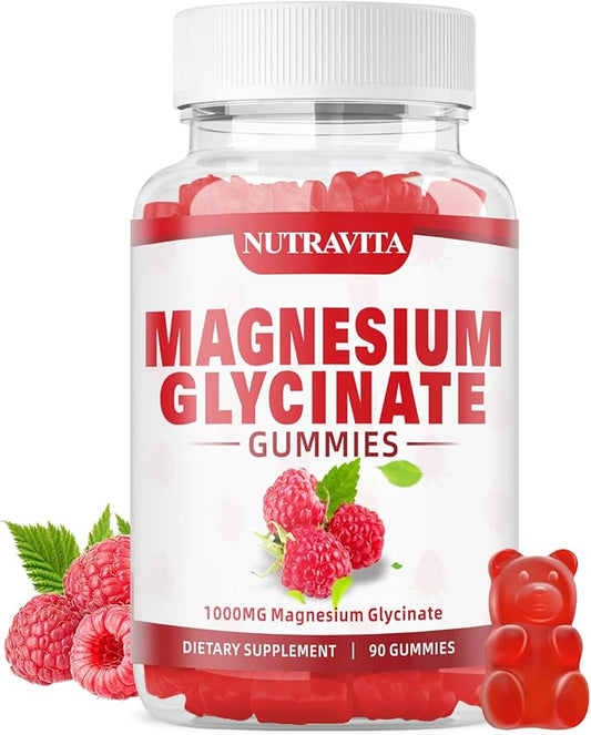 Magnesium Glycinate Gummies 1000mg with Magnesium B6, CoQ10, CoQ10, Calcium,Supports 90 Gummies