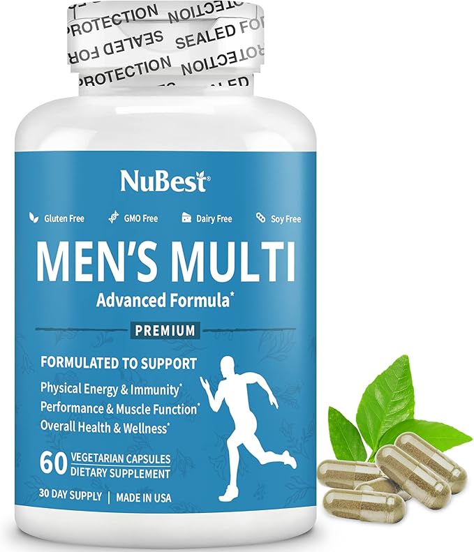 38-in-1 Capsules Asian Ginseng, Ashwagandha, Turmeric, Tongkat Ali, Saw Palmetto, Vitamins, Minerals, Herbals Supplement for Men by Men's Multi 18+ - Bones, Muscle Strength, Immune Support - Pack 2