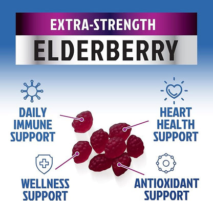 Immune Support Gummies - Powerful Sambucus Elderberry Gummies with Elderberry Extract, Zinc & Vitamin C Gummy, Max Potency Natural Vegan Immune Support Supplement for Adults & Children - 120 Gummies