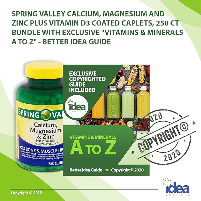 Spring Valley Calcium, Magnesium and Zinc D3 Coated 250 Ct (2 Items)