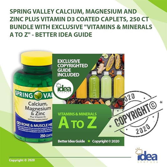 Spring Valley Calcium, Magnesium and Zinc D3 Coated 250 Ct (2 Items)