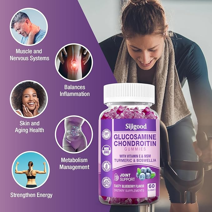 Glucosamine Chondroitin Gummies, Extra Strength Glucosamine 60 Blueberry