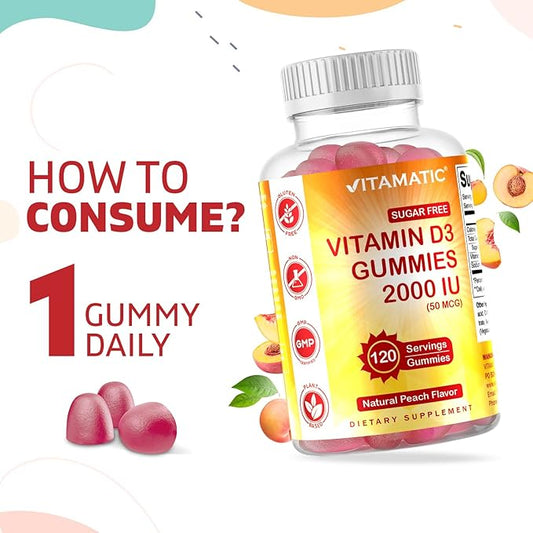 Vitamatic Sugar Free Vitamin D3 2000 IU 120 Pectin 120 Servings