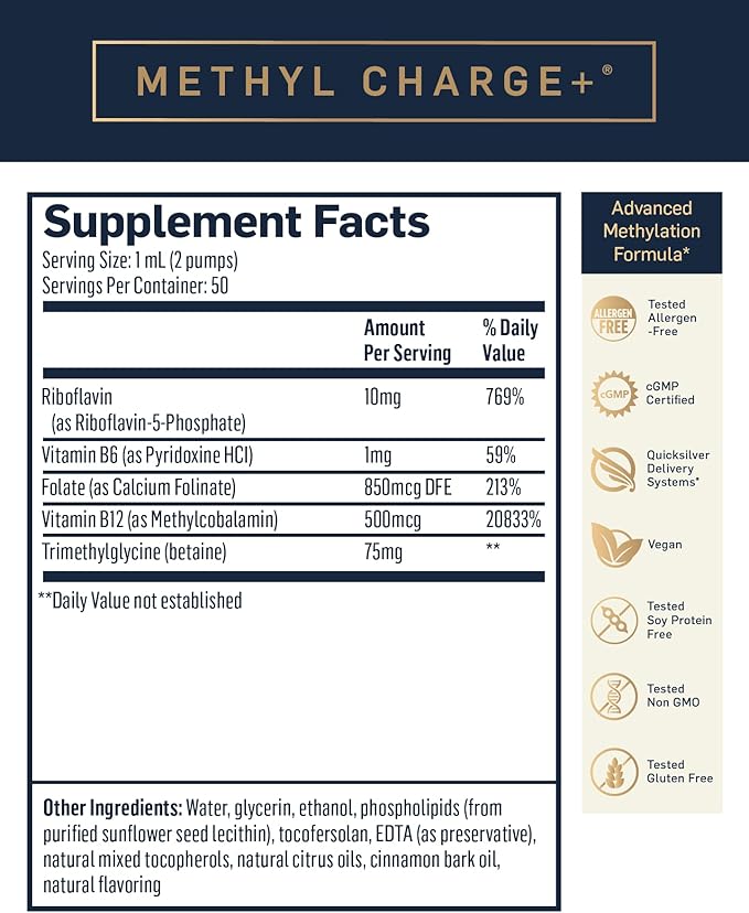 Quicksilver Scientific Methyl Charge B12, Riboflavin, B6 + (50ml)