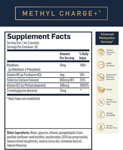 Quicksilver Scientific Methyl Charge B12, Riboflavin, B6 + (50ml)