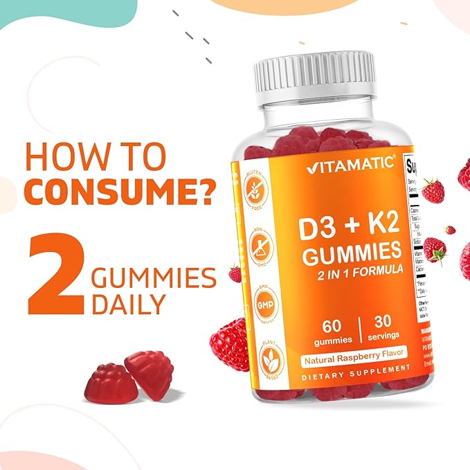 Vitamatic Vitamin D3 K2 Gummies 60 Count
