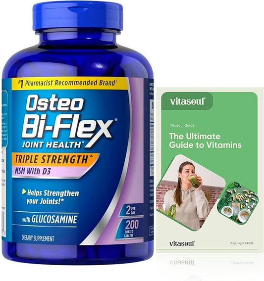 Osteo Bi Flex Triple Strength MSM D3, 200 200 Count, 3 Months 1500 Mg 1000IU Tablet (2 Items)