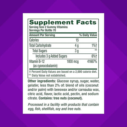 vitafusion Vitamin B12 Gummy Vitamins 1 Gummy 70 Day 140 Count