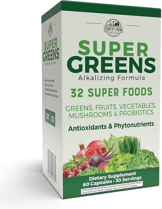 COUNTRY FARMS Super Greens Vegicaps, 32 60 Count, 30 Servings