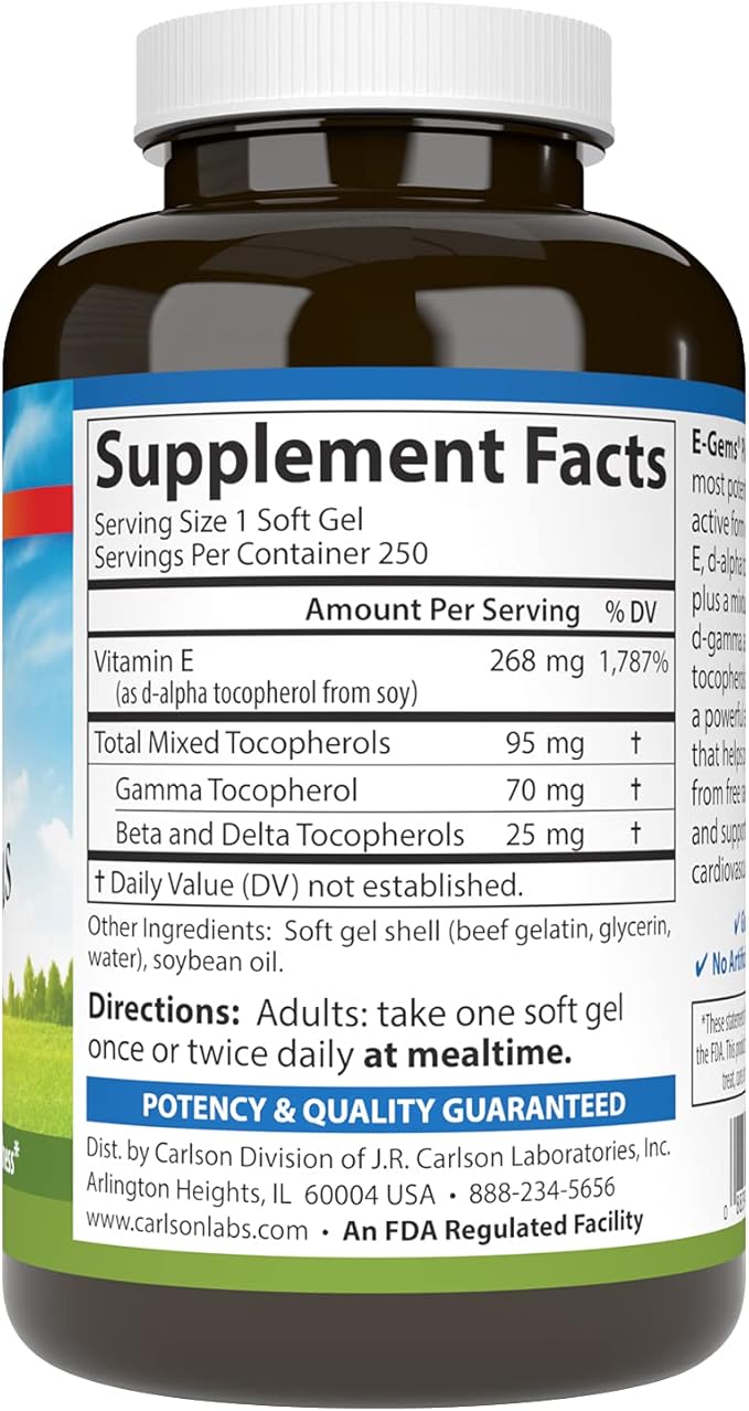 Carlson - E-Gems Plus, Natural Vitamin 400 IU, 250 soft