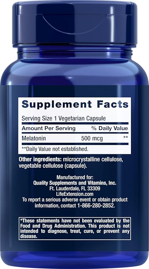 Life Extension Melatonin, 500 mcg – 200 Capsules