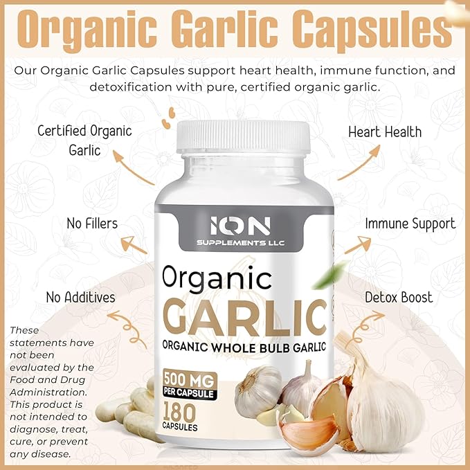 Ion Supplements | Herbal Organic Whole 500 mg 180 Caps 100% Natural