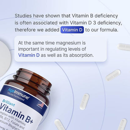Vitamin B Complex 60 Capsules B6 20mg 20mg D3 D3 1000IU 1000IU Magnesium 260mg Methyl B12 1000mcg 1000mcg and 600mcg DFE.