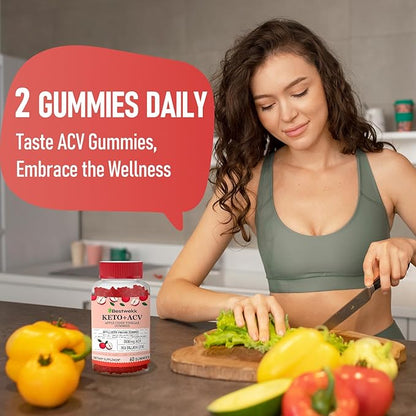 Apple Cider Vinegar Gummies, Max Strength 2000mg ACV Gummies with Probiotics, B12 and Keto, for Digestion, Metabolism, Gut & Immune Health, Gelatin-Free, Vegan & Non-GMO, 240 Gummies