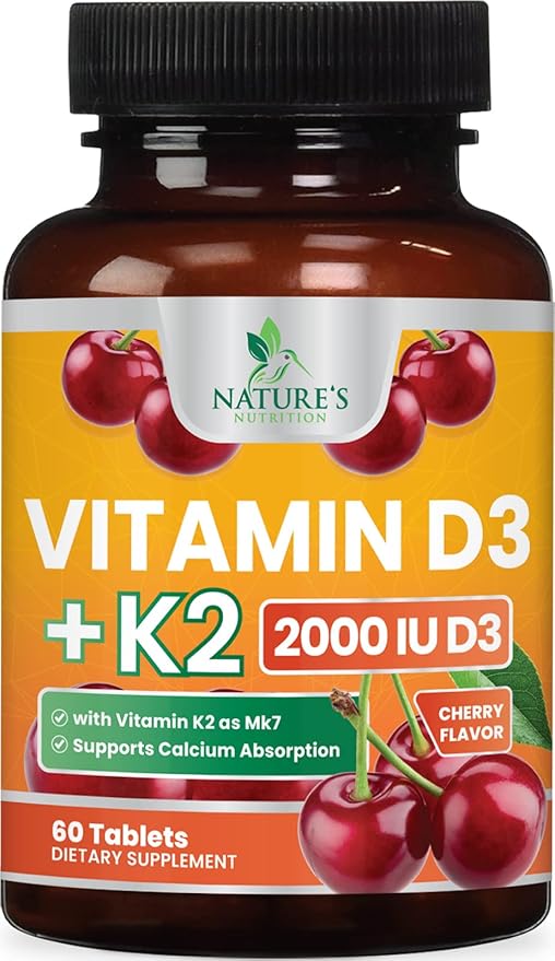 Vitamin D3 K2 as MK-7 2000iu of D3 & 75mcg K2, K2, Vitamin K2 D3 D3 Bone 60 Chewable