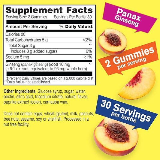 Panax Ginseng Gummies 96mg of 60 Count