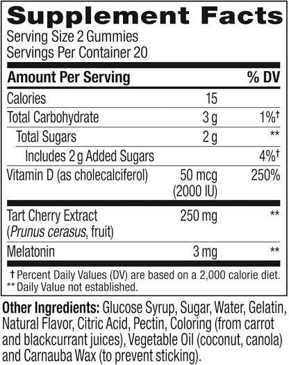 OLLY Muscle Recovery Sleep Gummies, Sleep and Sore Muscle Support, 3mg Melatonin, Tart Cherry, Vitamin D, Berry Flavor - 40 Count