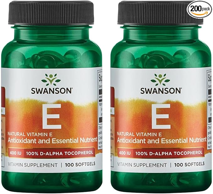 Swanson Natural Vitamin E 400 IU (268 mg, 100 Softgels) 2 Pack