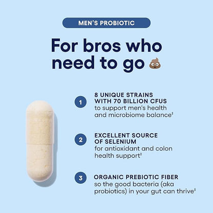 Physician's CHOICE Probiotics for Men - 70 Billion CFU - 8 Strains - w/Selenium & Organic Prebiotics - Supports Digestive Health, Microbiome, Colon, & Immune Health - Advanced Men's Probiotic - 30ct