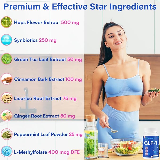GLP-1 Support | GLP-1 Supplement, GLP Support Core with Synbiotics, Hops Extract, Eriocitrin Support GLP-1 Naturally, Natural GLP-1 Supplement for Men & Women, Take Before Meal - 960 Count