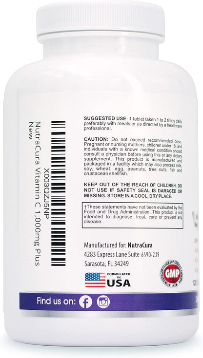 Immunity Vitamin C 1000mg with Elderberry, 4 Months 120 Tablets