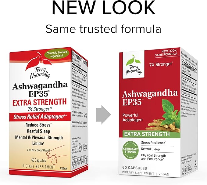 Terry Naturally Ashwagandha EP35 Extra Strength 60 Capsules 60 Servings