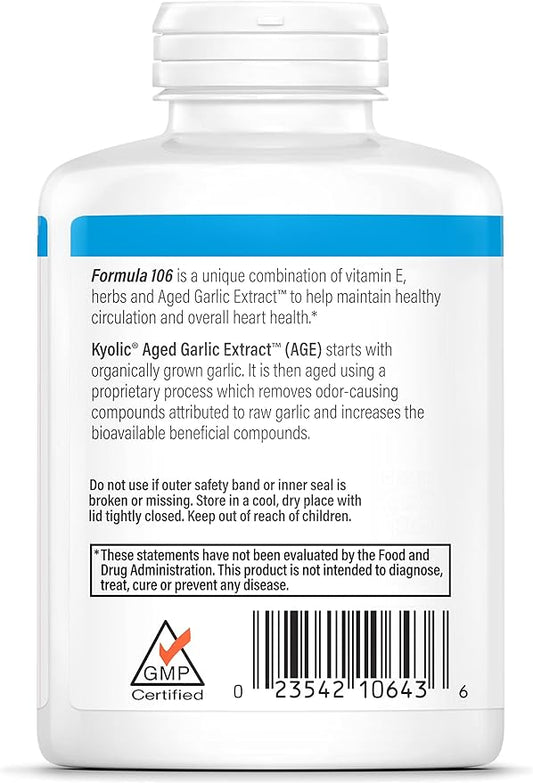 Kyolic Aged Garlic Extract Formula 106, 300 Capsules