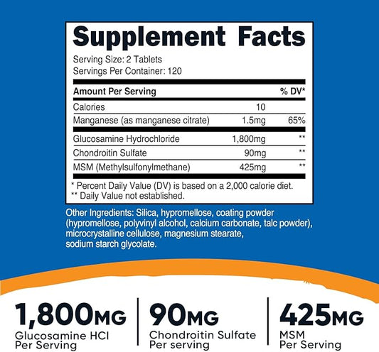 Nutricost Glucosamine 1800mg with Chondroitin & 240 Tablets, 120 Servings