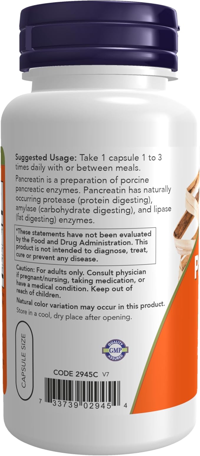 NOW Supplements, Pancreatin 10X 200 mg 100 Capsules