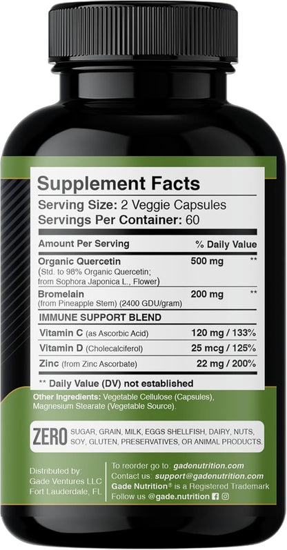 Organic quercetin, Quercetin with Bromelain, quercetin 500mg, quercetin d3, zinc