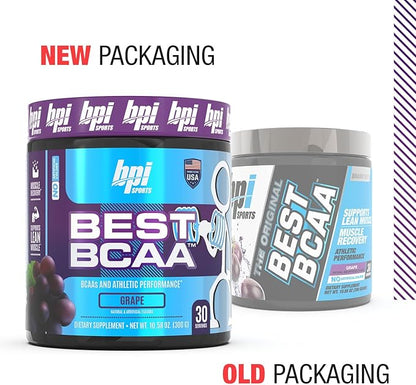 BPI Sports Best BCAA - The Building Blocks of Protein and Muscle - Post-Workout Recovery - Supports Metabolism - Omega 6 - Grape, 30 Servings, 300 g