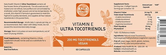 Kala Health Ultra Tocotrienol 200mg Vitamin 4 tocotrienols