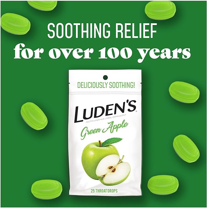 Ludens Soothing Throat Drops, Green Apple, 25 ct 1)