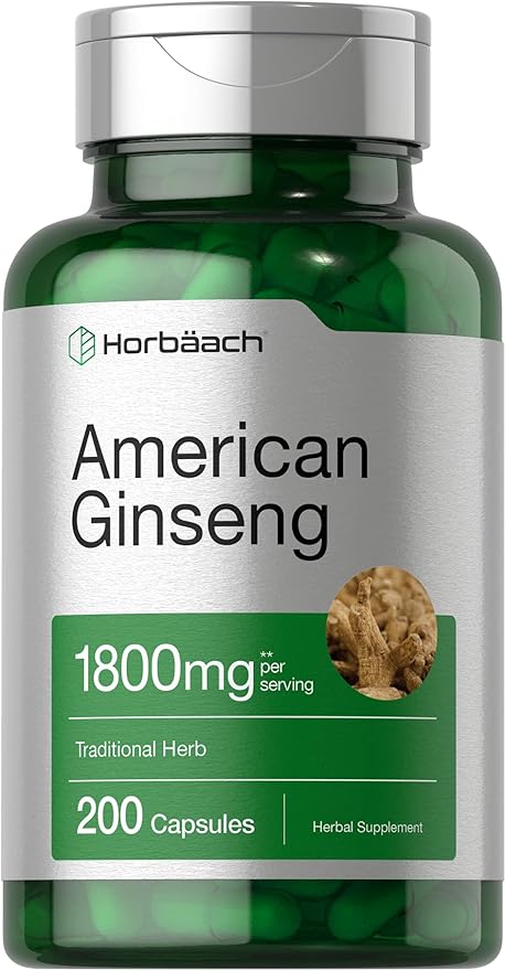 Horbäach American Ginseng Capsules 1800 mg 200 Count