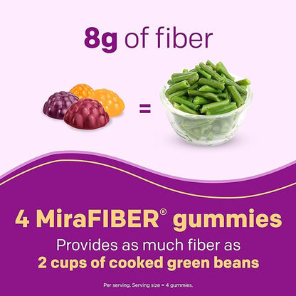 MiraFIBER Gummies | From The Gut Experts at MiraLAX | 8g of Daily Prebiotic Fiber with B Vitamins to Support Digestive Health and Metabolism | Fruit Flavored Fiber Gummies, 72 Count