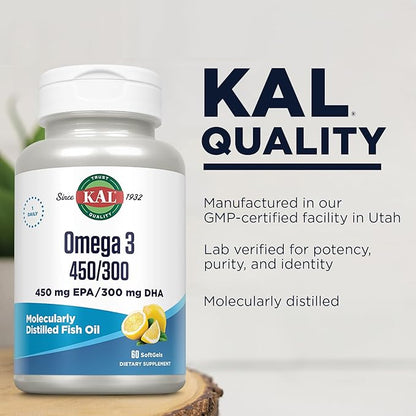 KAL 450/300 1280 Mg Omega 3, 60 Count