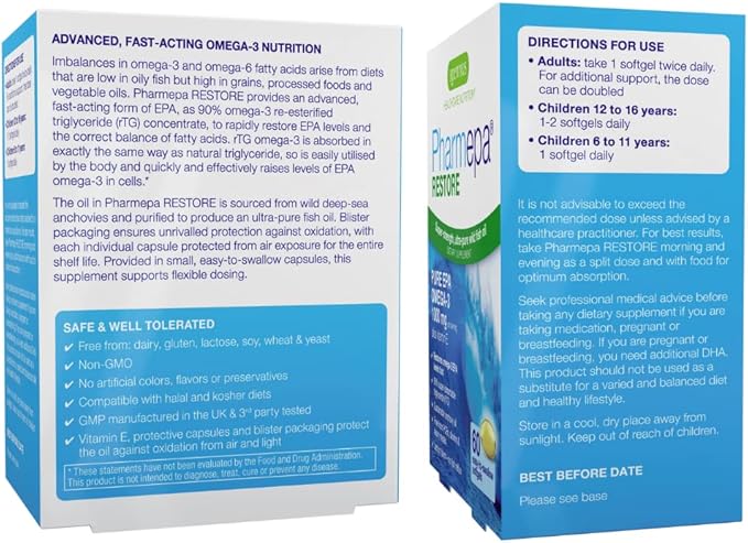 10 x Pharmepa Restore, 1000mg Pure Omega-3, Triple 1-Month Supply, 60 softgels