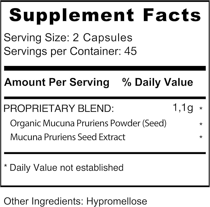 Organic Mucuna Pruriens Capsules- Velvet Beans 90 Capsules