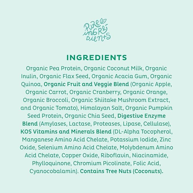 KOS Vegan Protein Powder, Unflavored & Unsweetened 20 Servings