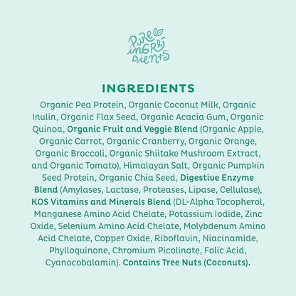 KOS Vegan Protein Powder, Unflavored & Unsweetened 20 Servings