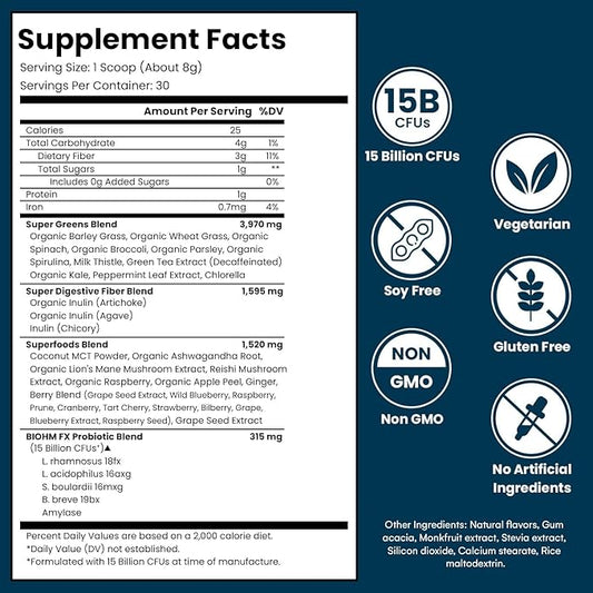 BIOHM Super Greens 34 Superfood (30 Servings)