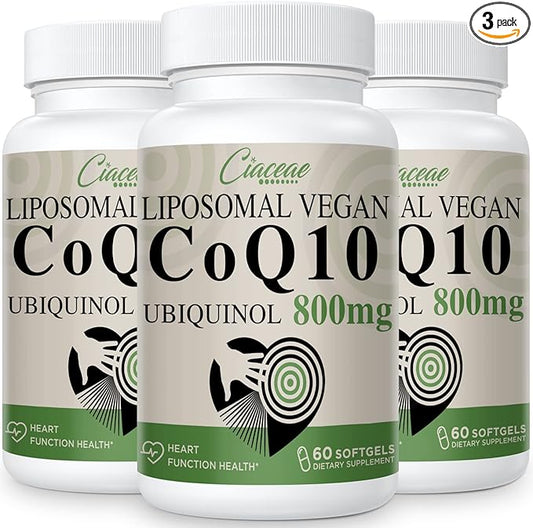 Liposomal CoQ10 800mg Ubiquinol Softgel, Max Q10, Ubiquinol CoQ10 Supplement CoQ10 800mg, 800mg, 180 180 Vegan