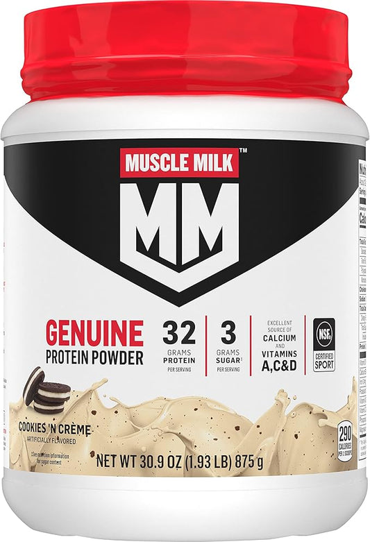 Muscle Milk Genuine Protein Powder, Cookies 4.94 Pound, 32 Servings, 32g Protein, 2g Sugar,