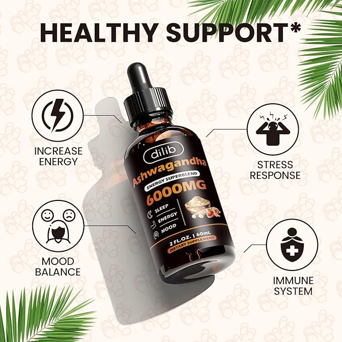 Organic Liquid Ashwagandha Drops for Women 7in1 Ashwagandha -4 Oz 2 Pack