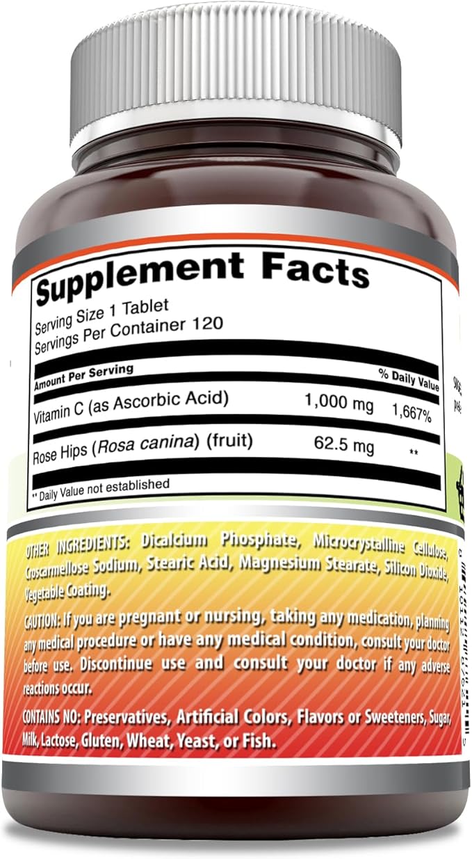 Amazing Formulas Vitamin C with Rose 1000 Mg (120 Count)