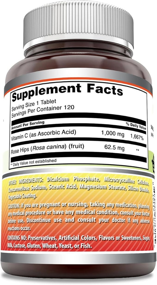 Amazing Formulas Vitamin C with Rose 1000 Mg (120 Count)